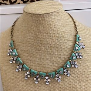 🎀J.CREW🎀 turquoise aqua crystal jeweled statement necklace
